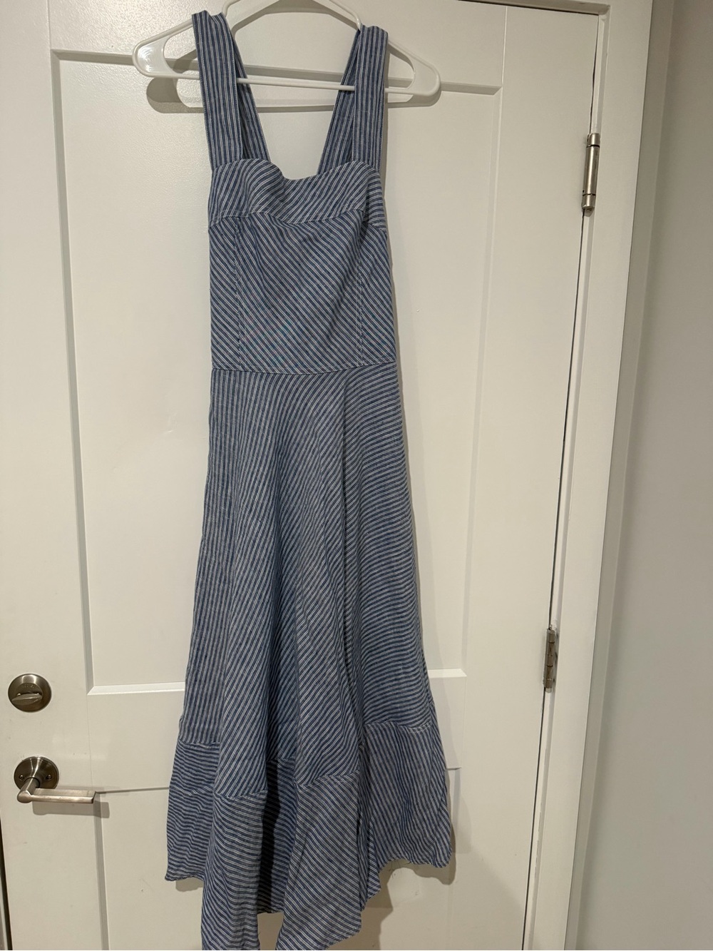 Ralph Lauren Linen Square Neck Striped Midi Dress Size 10 - Picture 4 of 5